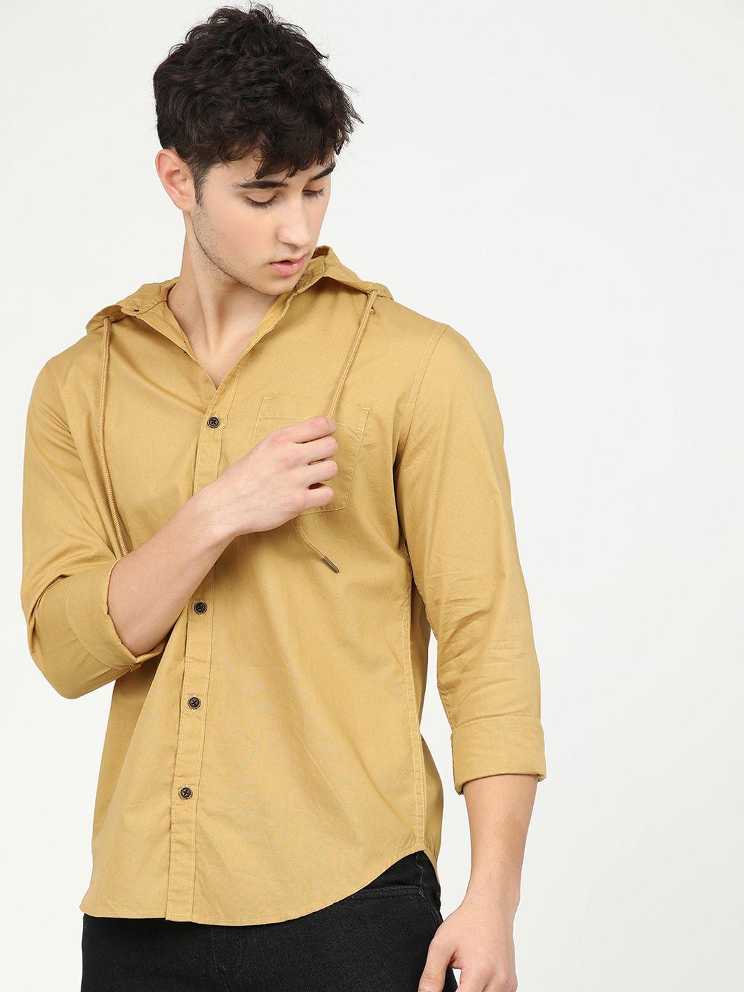 highlander-men-beige-slim-fit-hooded-casual-shirt