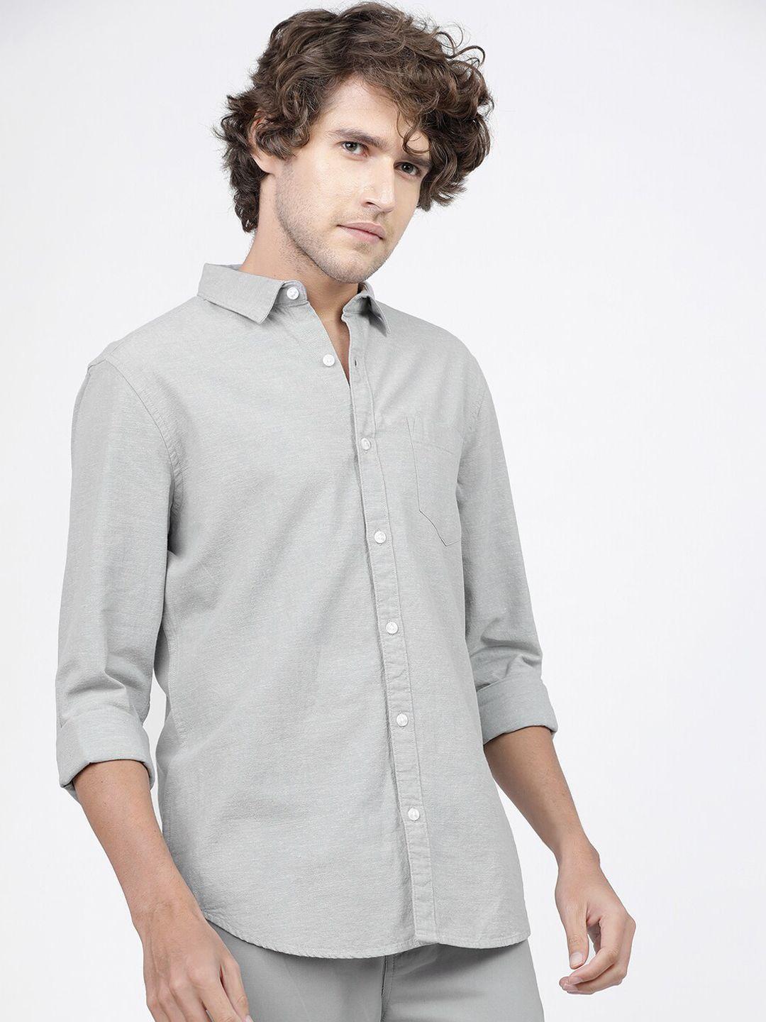 ketch-men-grey-slim-fit-opaque-casual-shirt