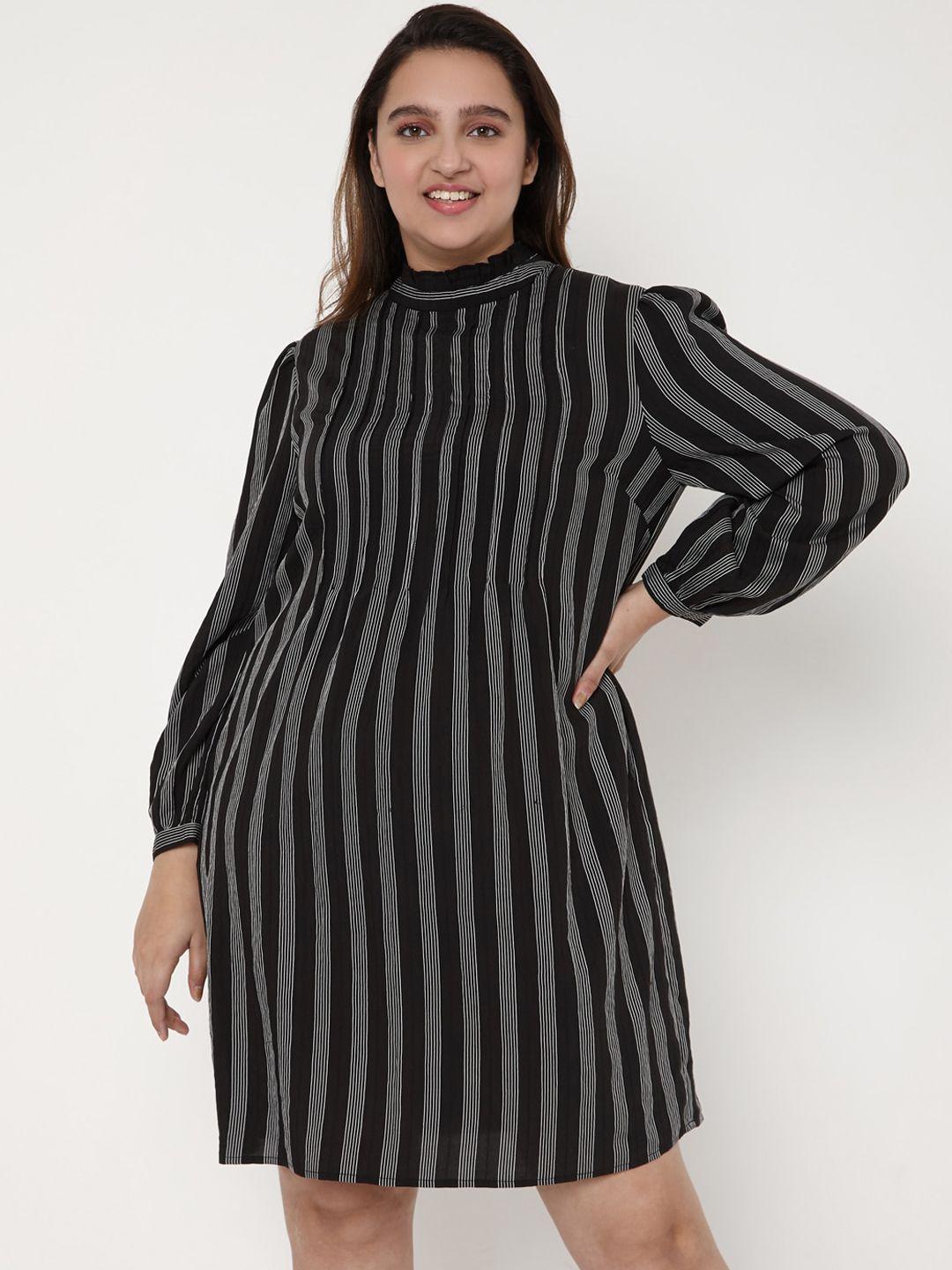 vero-moda-curve-women-black-&-white-striped-maternity-a-line-dress