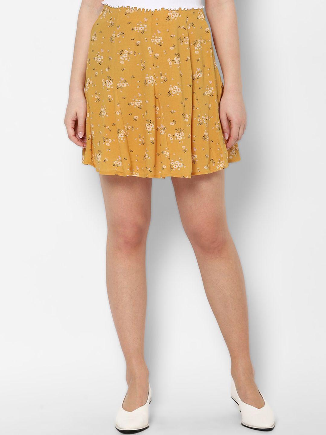 american-eagle-outfitters-women-yellow-floral-print-skirt