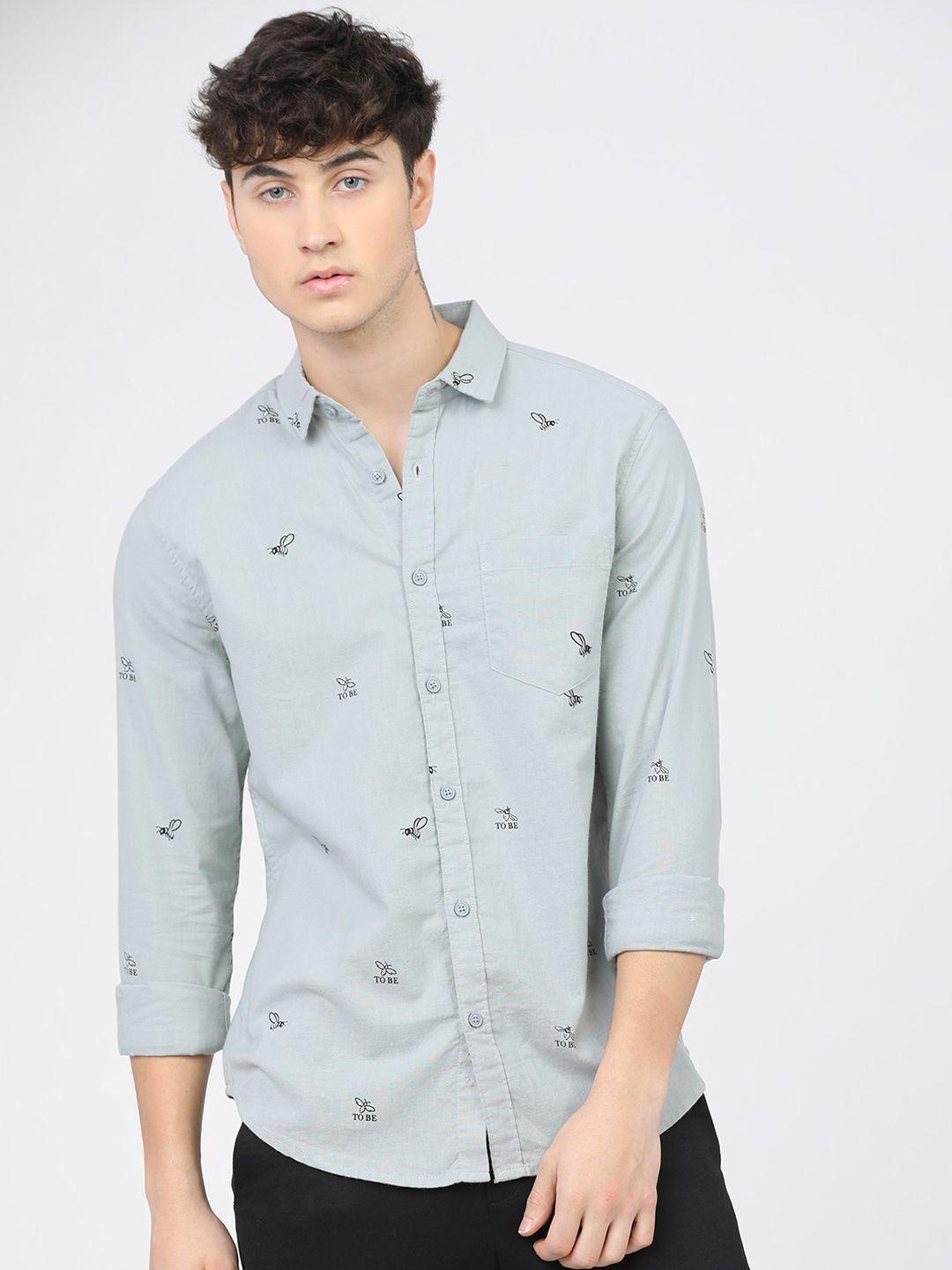 ketch-men-grey-slim-fit-opaque-printed-casual-shirt