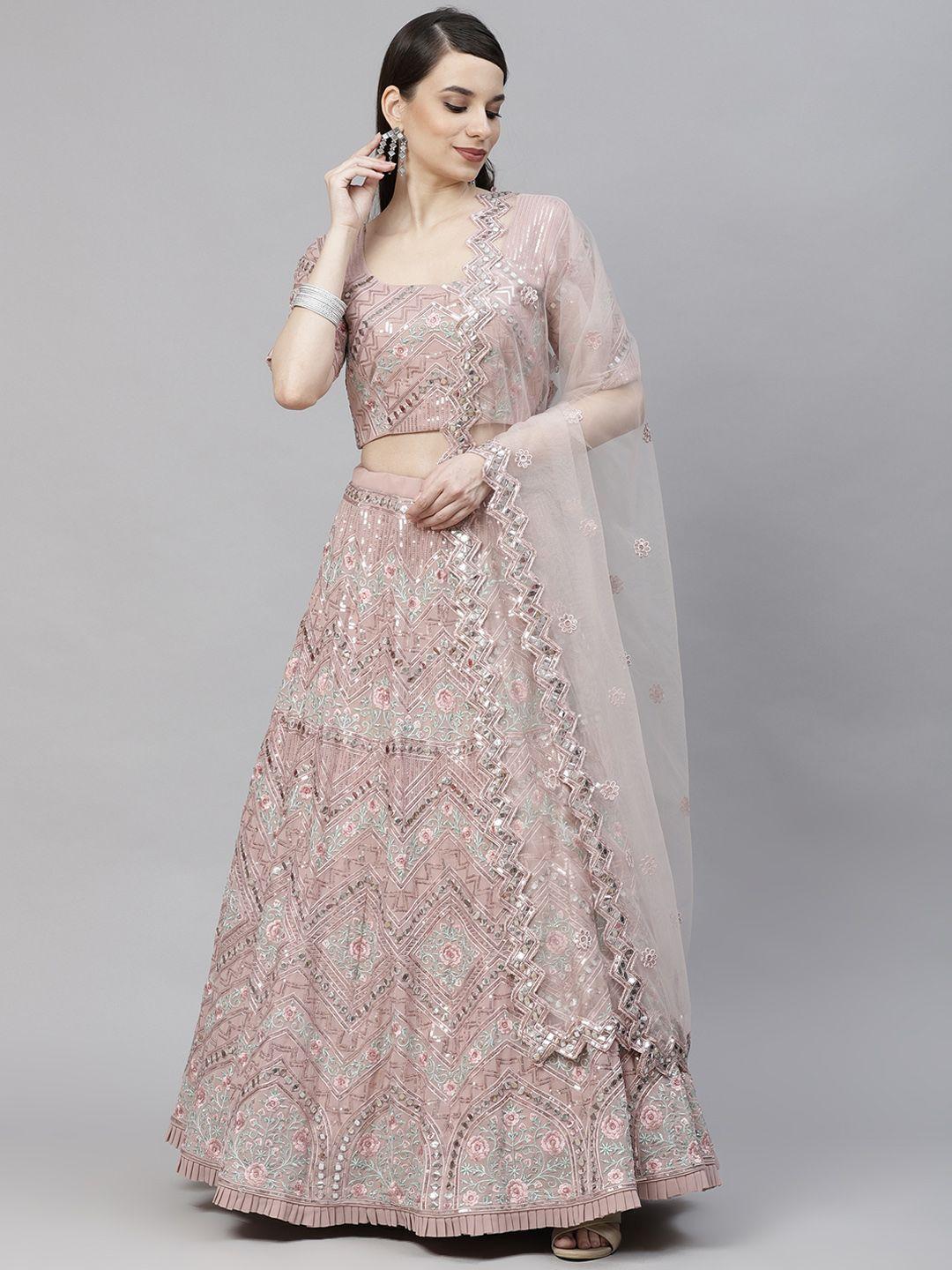 shubhkala-pink-&-embroidered-sequinned-semi-stitched-lehenga-&-unstitched-blouse-with-dupatta