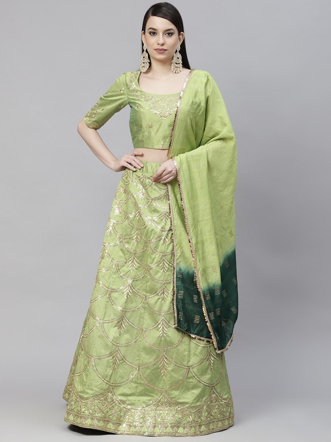 shubhkala-fluorescent-green-embroidered-sequinned-semi-stitched-lehenga-&-unstitched-blouse-with-dupatta
