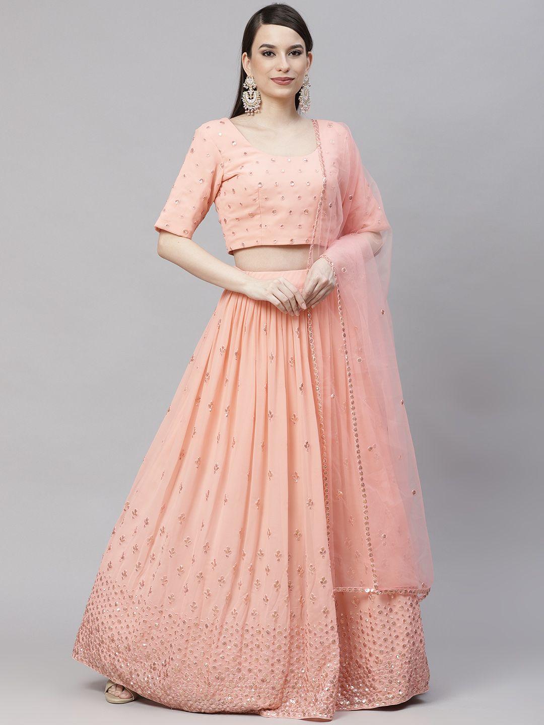 shubhkala-peach-coloured-&-embroidered-sequinned-semi-stitched-lehenga-&-unstitched-blouse-with-dupatta