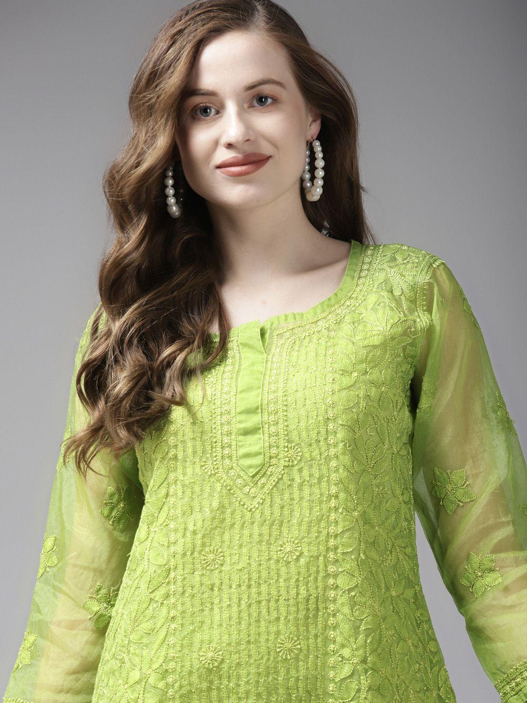 ada-green-ethnic-motifs-embroidered-chikankari-kurti-with-matching-slip