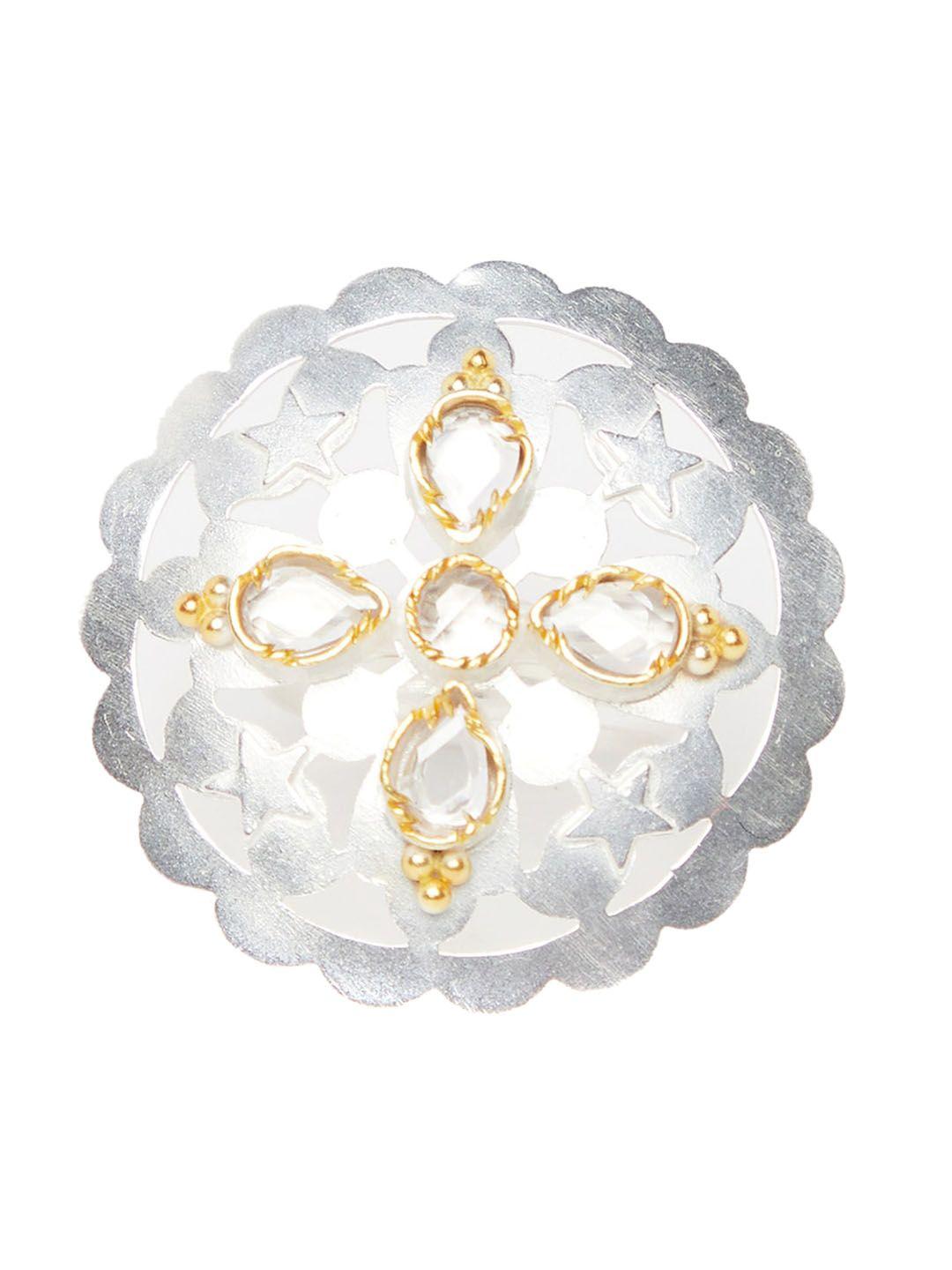 fabindia-gold-toned-&-white-stone-studded-handcrafted-finger-ring