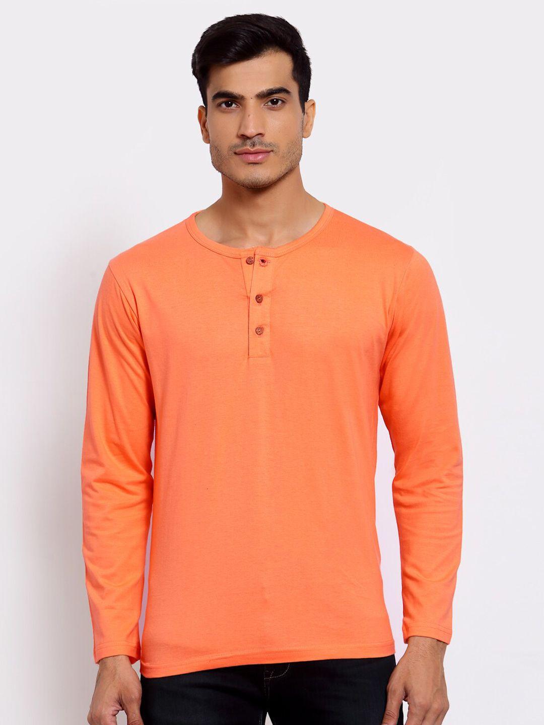 feranoid-men-peach-coloured-solid-henley-neck-long-sleeve-t-shirt