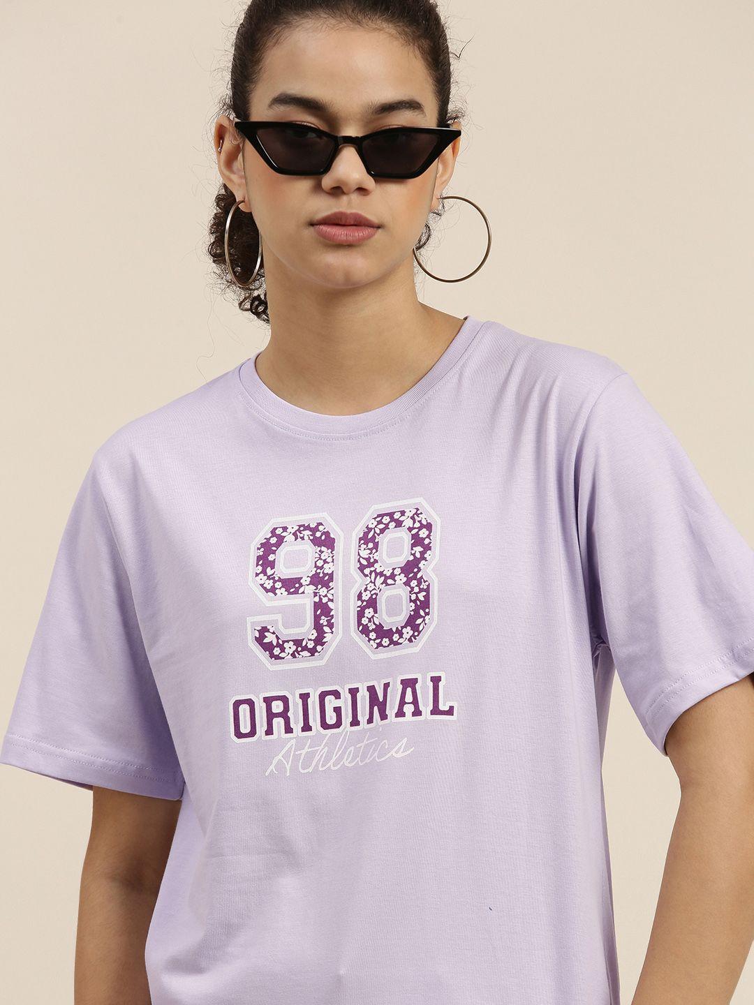 dillinger-women-lavender-typography-printed-loose-t-shirt