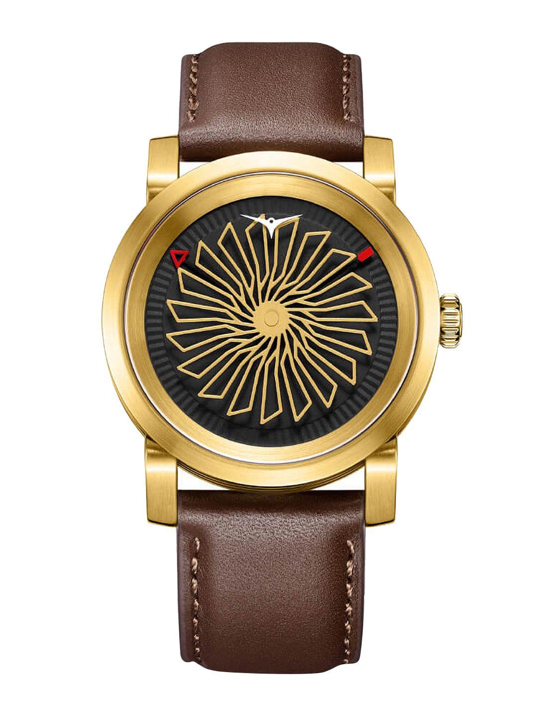zinvo-women-black-brass-dial-&-brown-leather-straps-analogue-automatic-motion-powered-watch-603