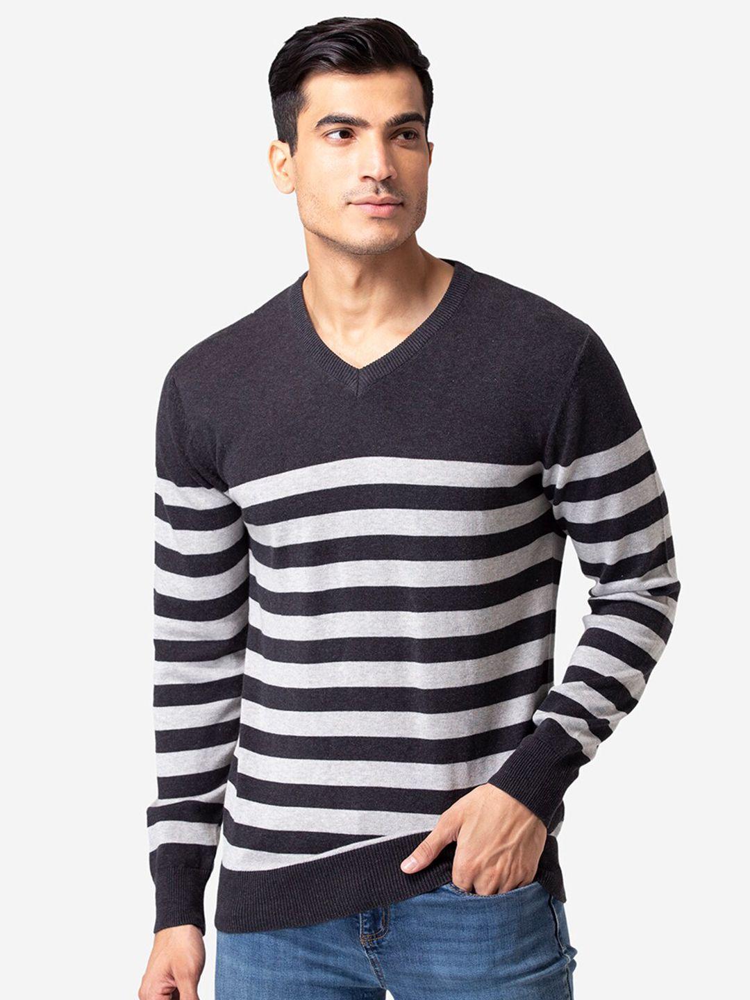 allen-cooper-men-black-&-white-striped-pullover