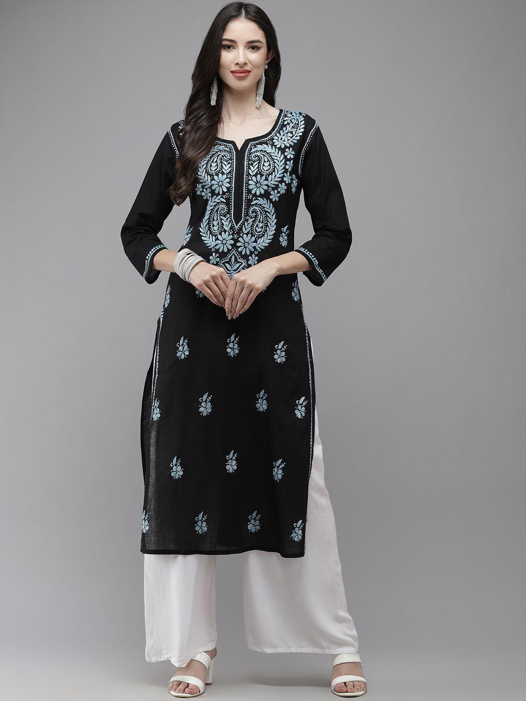 ada-women-black-&-blue-ethnic-motifs-embroidered-thread-work-handloom-handloom-kurta