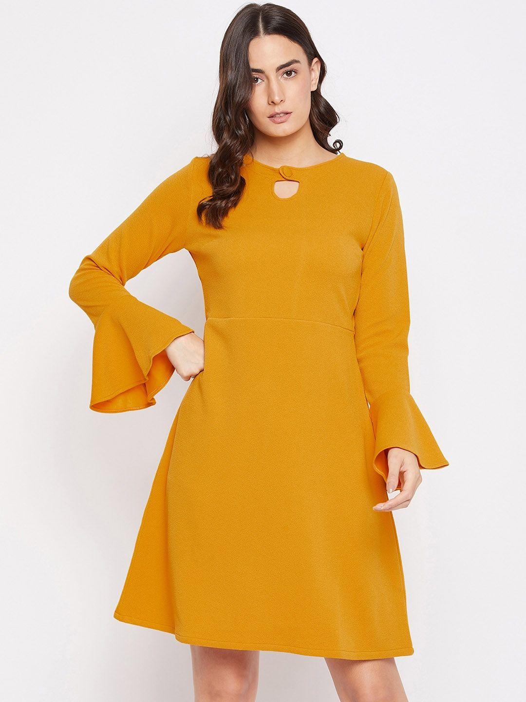purys-mustard-yellow-keyhole-neck-a-line-dress
