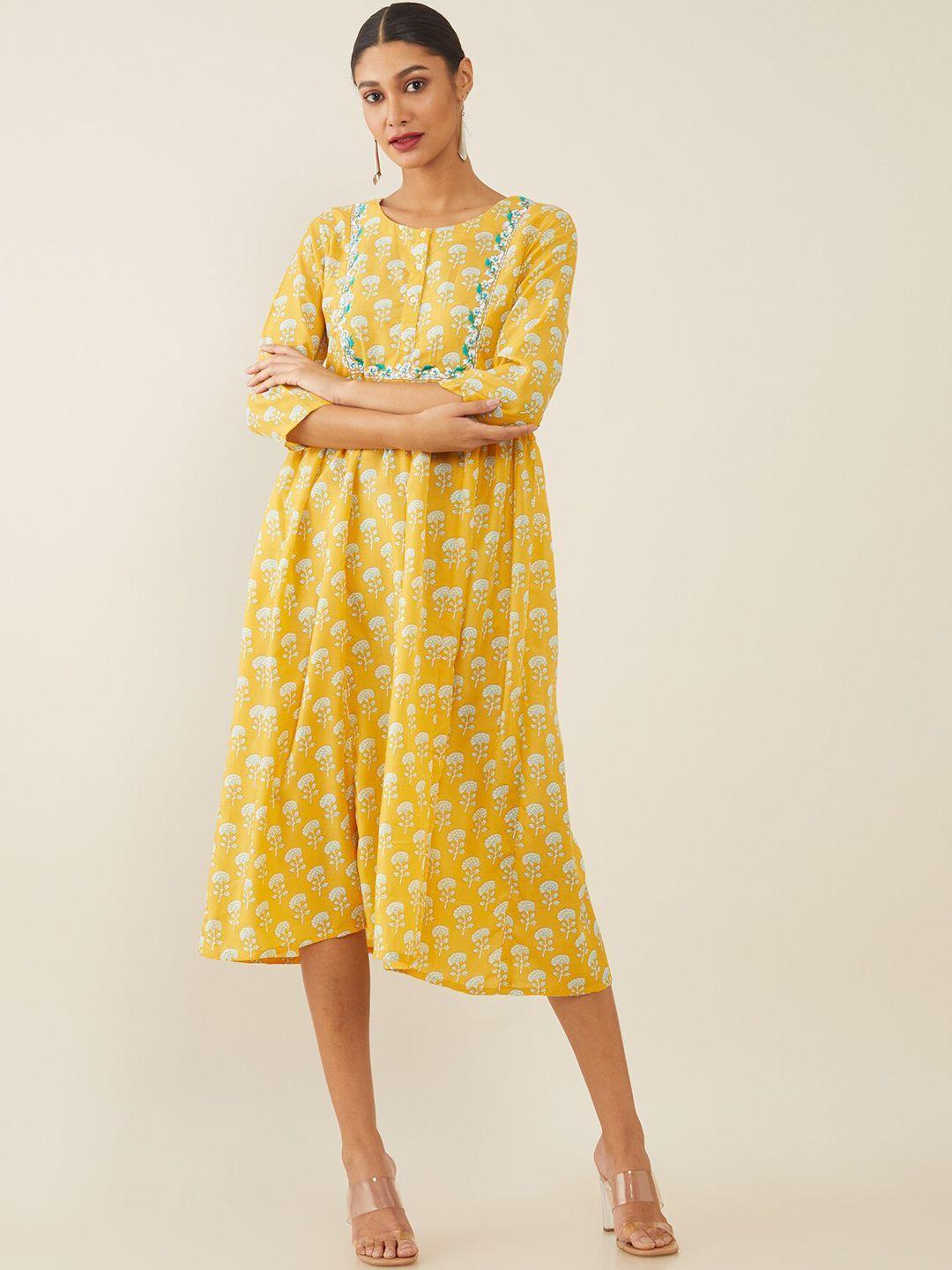 soch-mustard-yellow-ethnic-motifs-ethnic-a-line-midi-dress