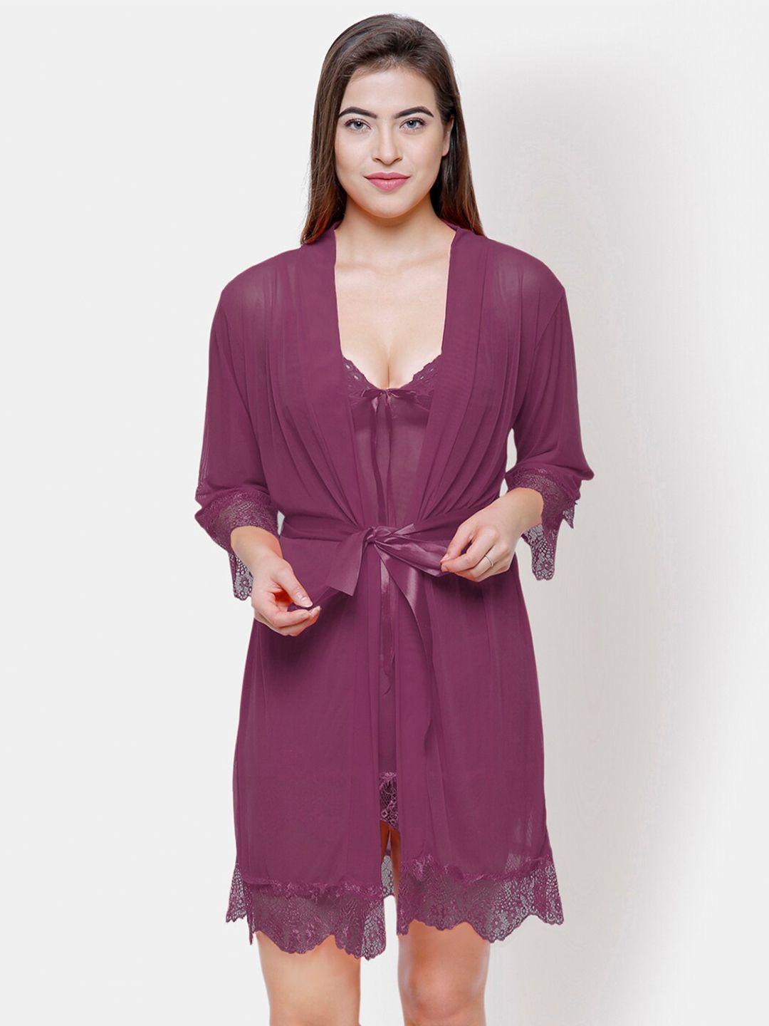 fashionrack-purple-net-baby-doll-with-robe