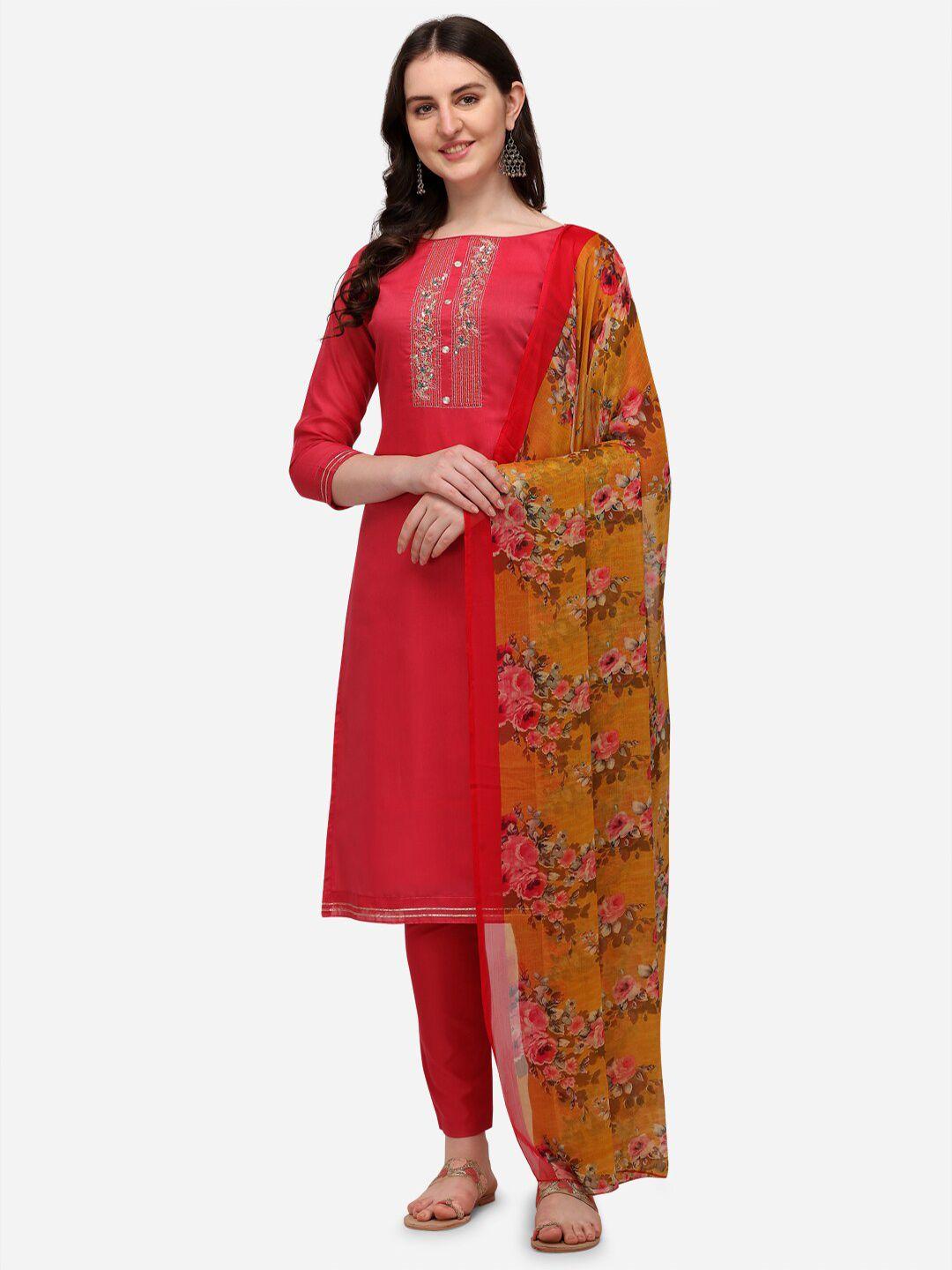 rajgranth-women-pink-&-yellow-floral-embroidered-unstitched-dress-material