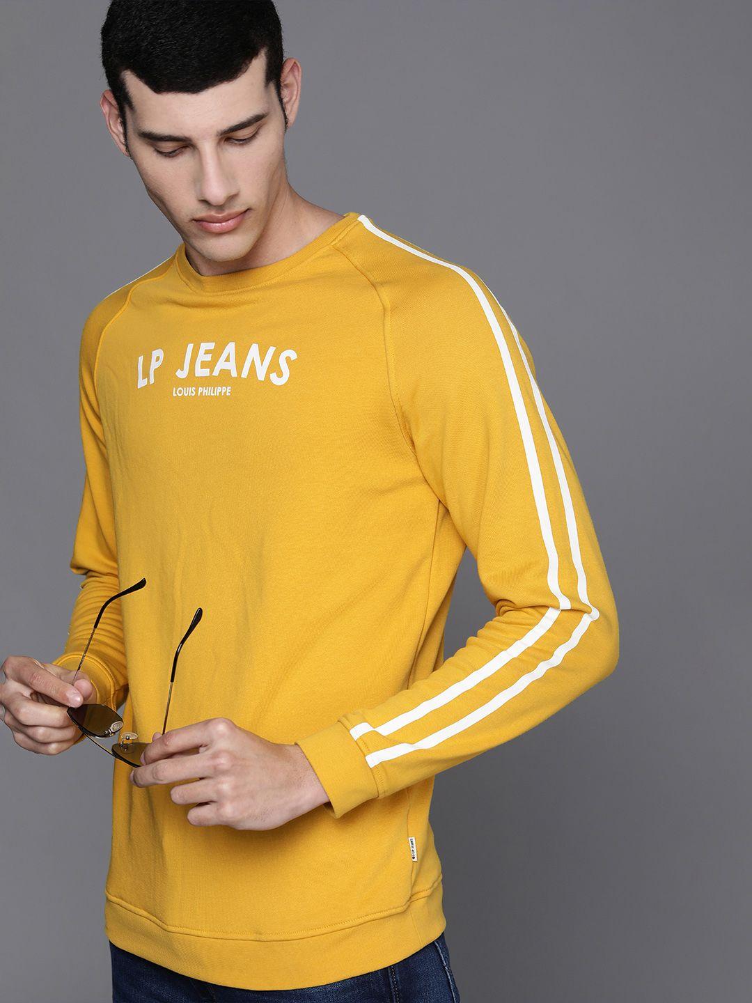 louis-philippe-jeans-men-yellow-&-white-brand-logo-printed-round-neck-sweatshirt