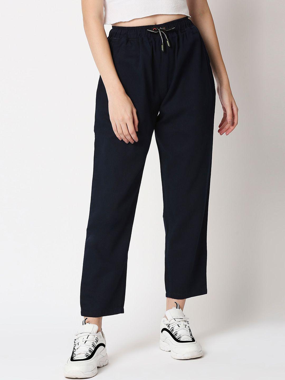 high-star-women-navy-blue-mom-fit-peg-trousers
