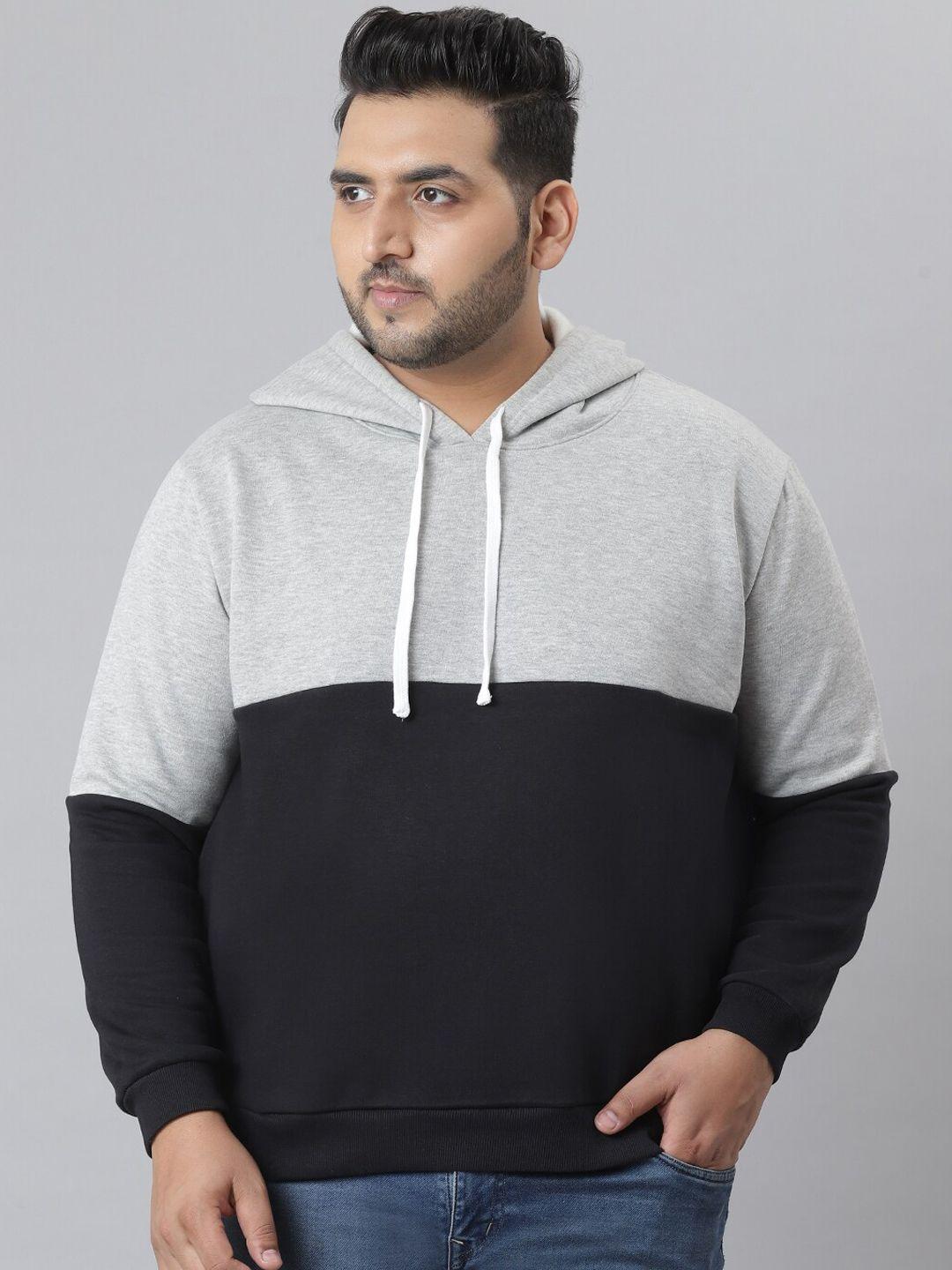 instafab-plus-men-black-colourblocked-hooded-sweatshirt