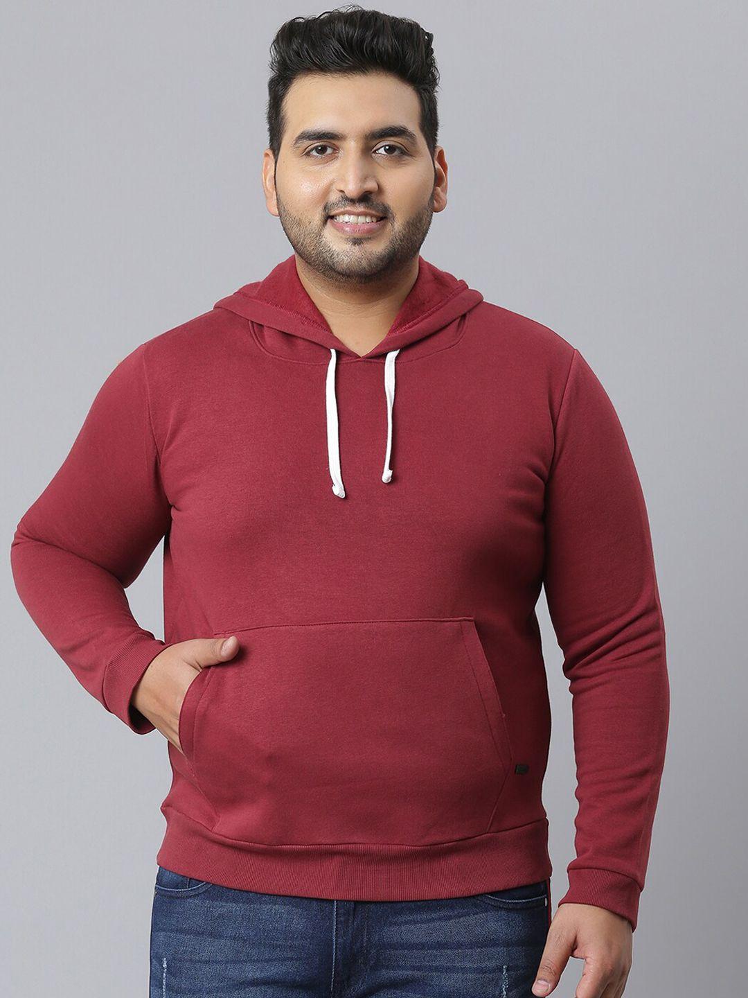 instafab-plus-men-plus-size-maroon-hooded-sweatshirt