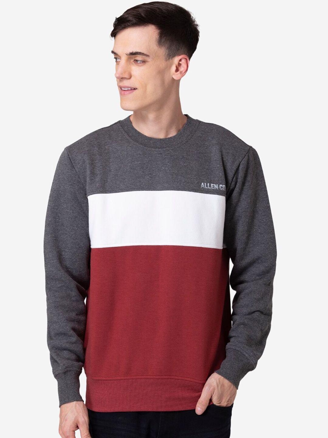 allen-cooper-men-grey-&-red-colourblocked-sweatshirt