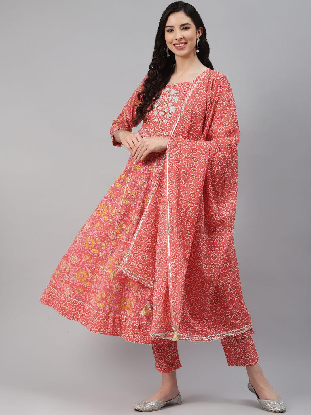 silai-bunai-women-pink-ethnic-motifs-printed-empire-thread-work-pure-cotton-kurta-set
