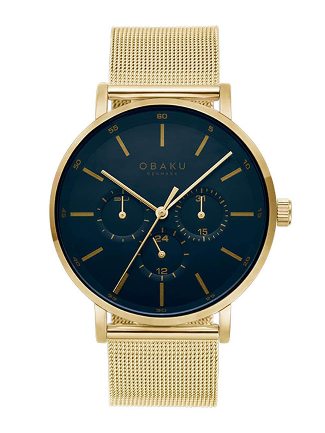 obaku-men-blue-brass-dial-&-gold-toned-bracelet-style-straps-analogue-watch-v246gmglmg