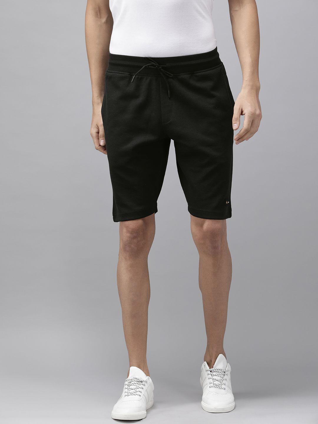 arrow-new-york-men-black-typography-printed-regular-shorts