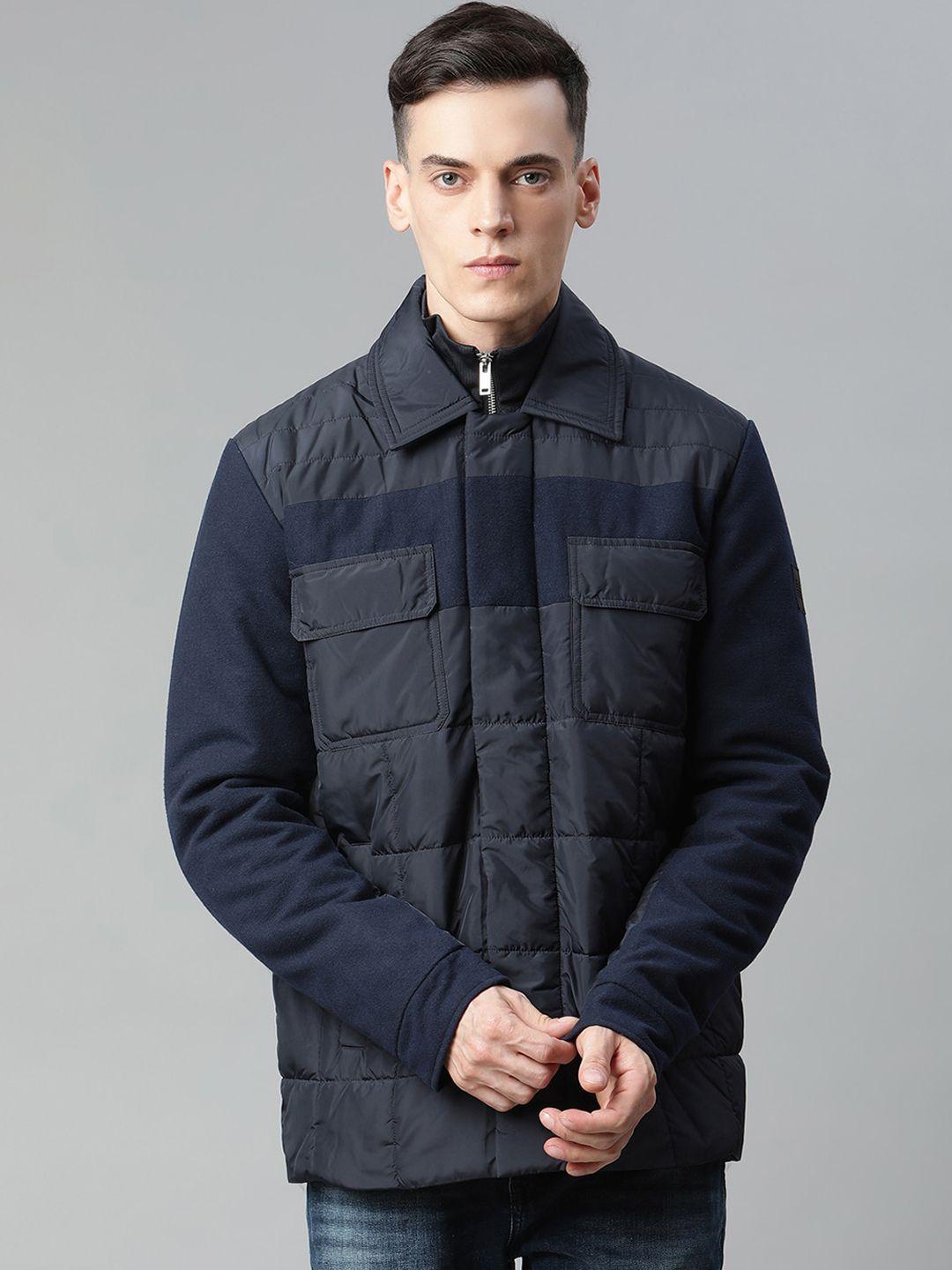 matinique-men-navy-blue-peacoat-checked-lightweight-longline-padded-jacket-with-patchwork