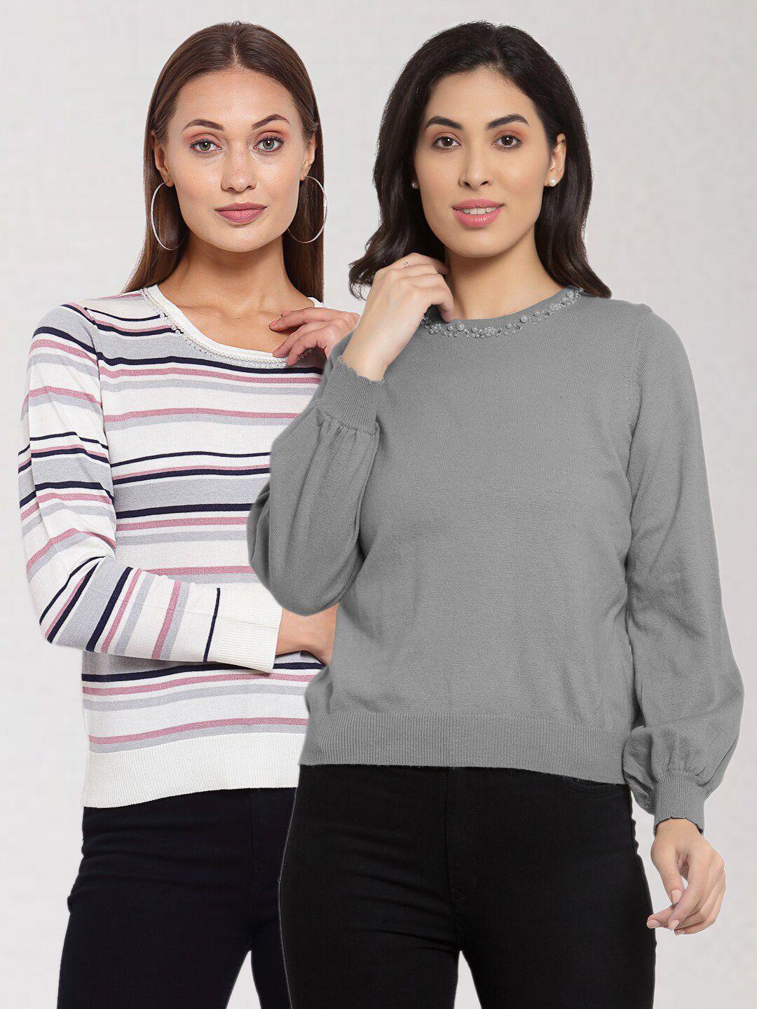 klotthe-women-multi-&-grey-pack-of-2-pullover