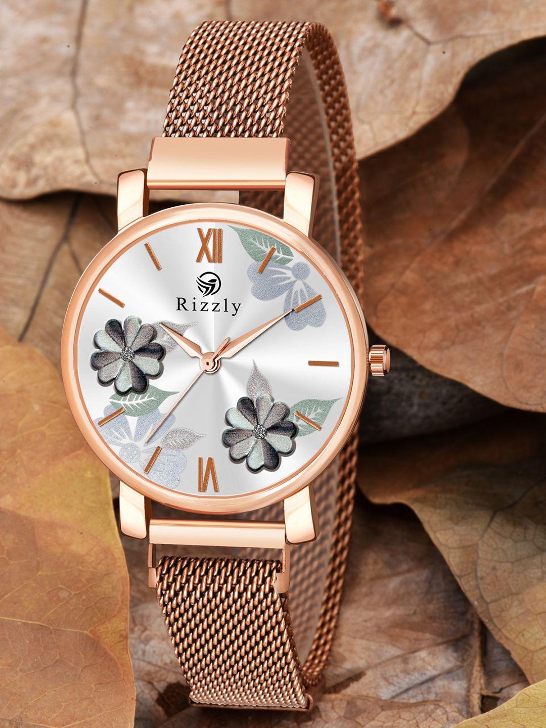 rizzly-women-green-brass-dial-&-rose-gold-stainless-steel-bracelet-analogue-watch-rz-152
