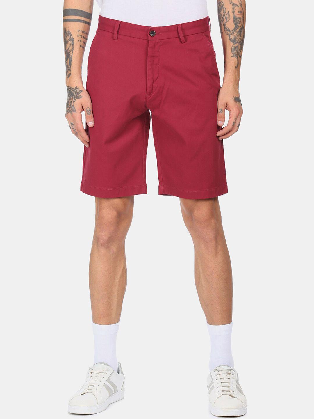 arrow-sport-men-red-regular-mid-rise-solid-shorts