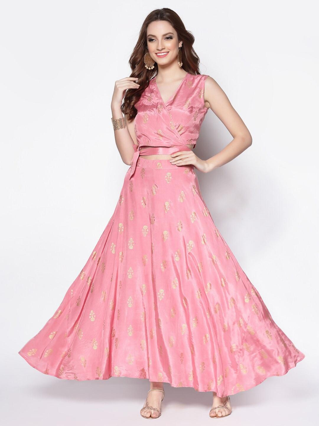 sera-pink-&-gold-toned-printed-ready-to-wear-lehenga-&-blouse