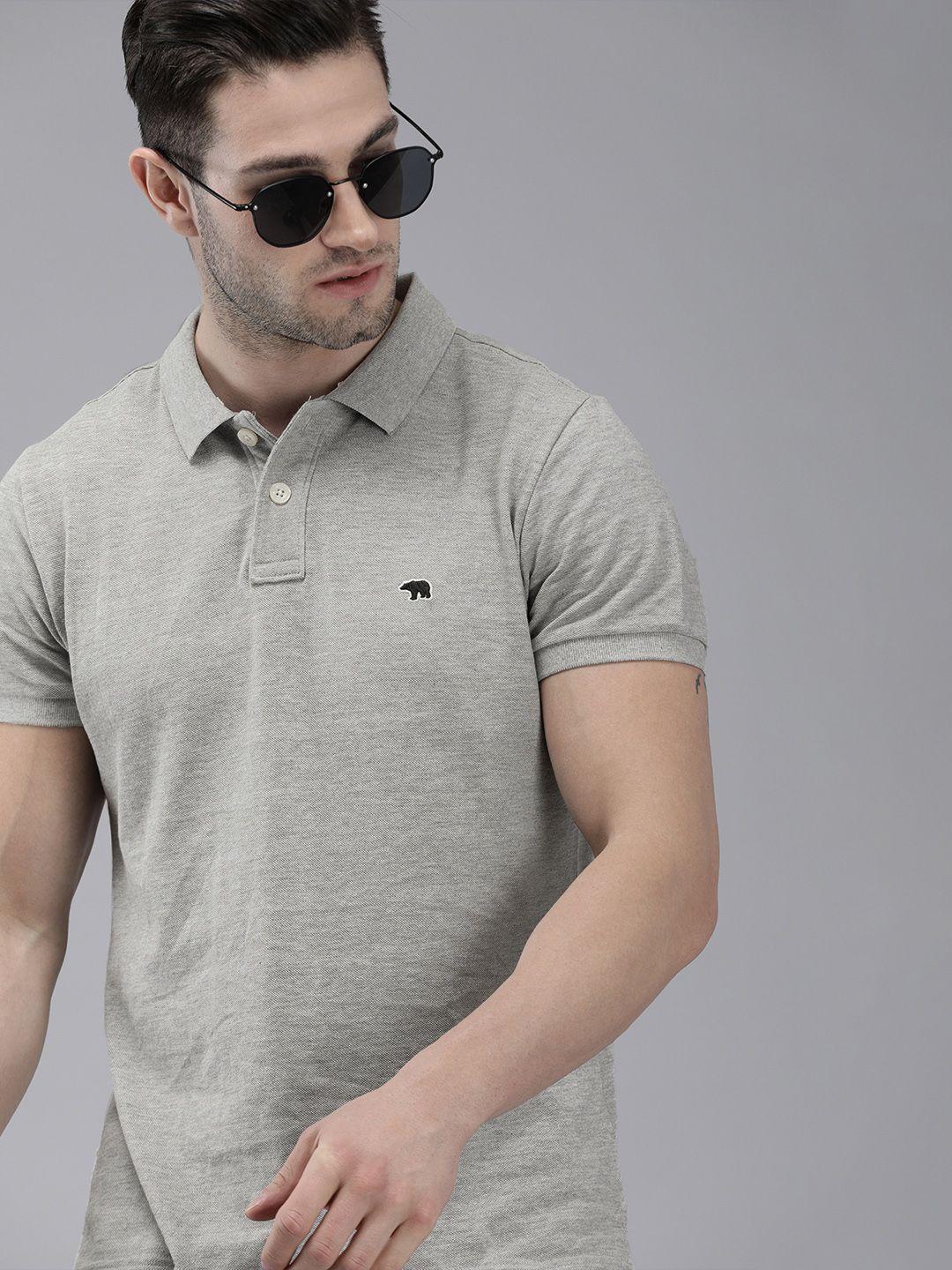 the-bear-house-men-grey-polo-collar-pure-cotton-slim-fit-t-shirt