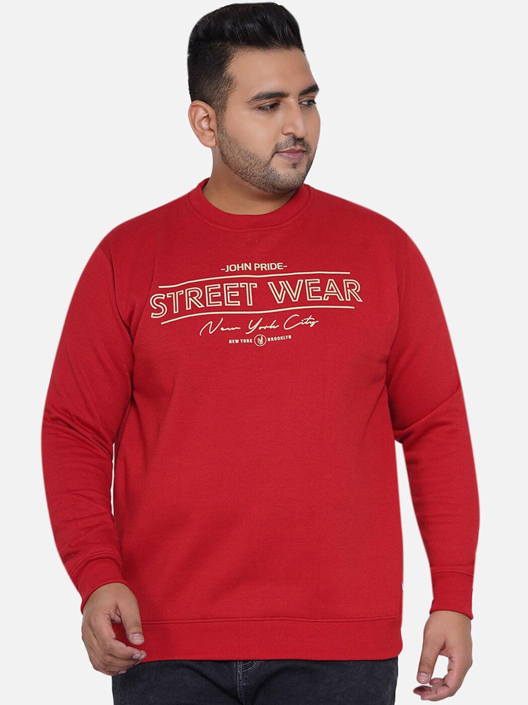 john-pride-plus-size-men-red-printed-round-neck-sweatshirt