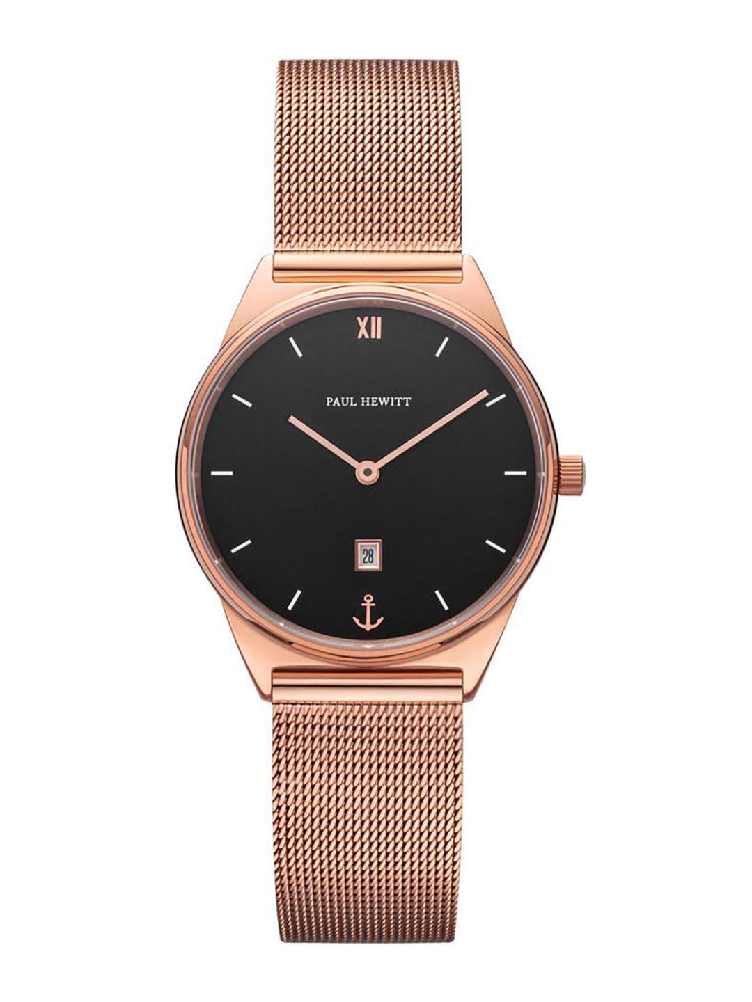 paul-hewitt-women-black-dial-&-rose-gold-toned-stainless-steel-bracelet-style-straps-analogue-watch
