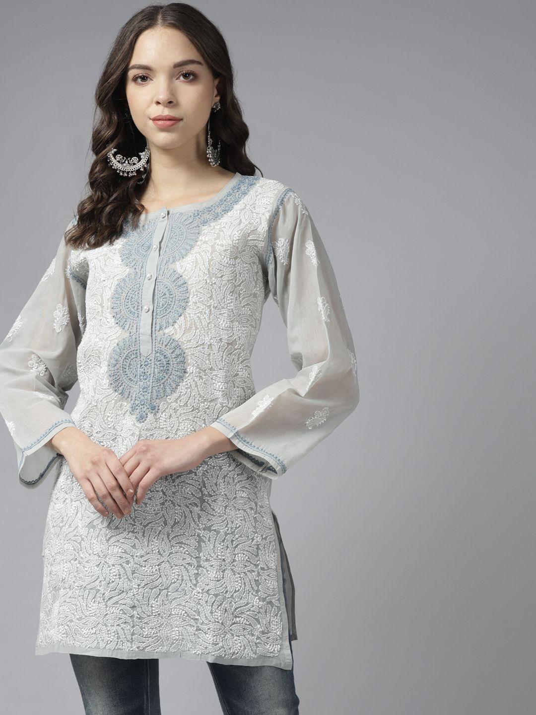 ada-grey-&-white-ethnic-motifs-embroidered-chikankari-handloom-kurti