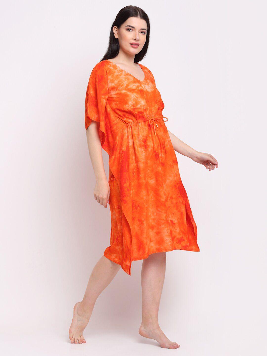 erotissch-women-orange-abstract-printed-kaftan-nightdress
