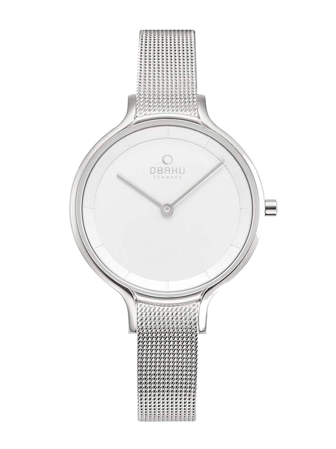 obaku-women-silver-toned-brass-embellished-dial-&-silver-toned-stainless-steel-bracelet-style-straps-watch