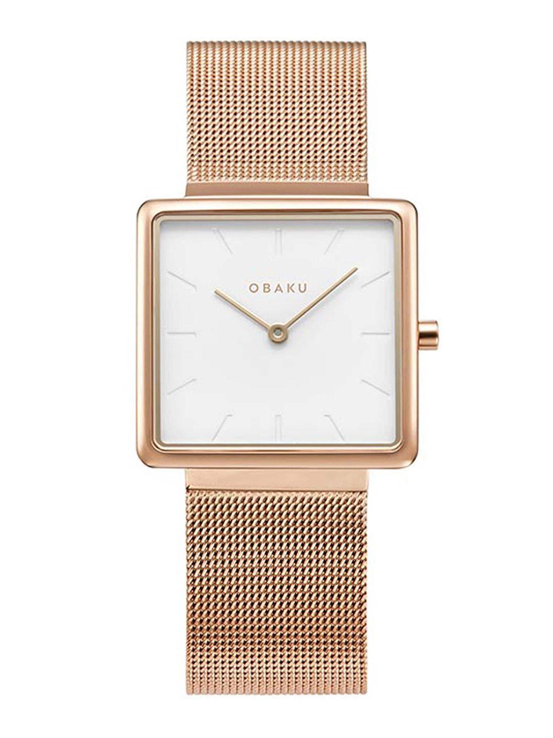 obaku-women-white-brass-embellished-dial-&-rose-gold-toned-stainless-steel-straps-analogue-watch