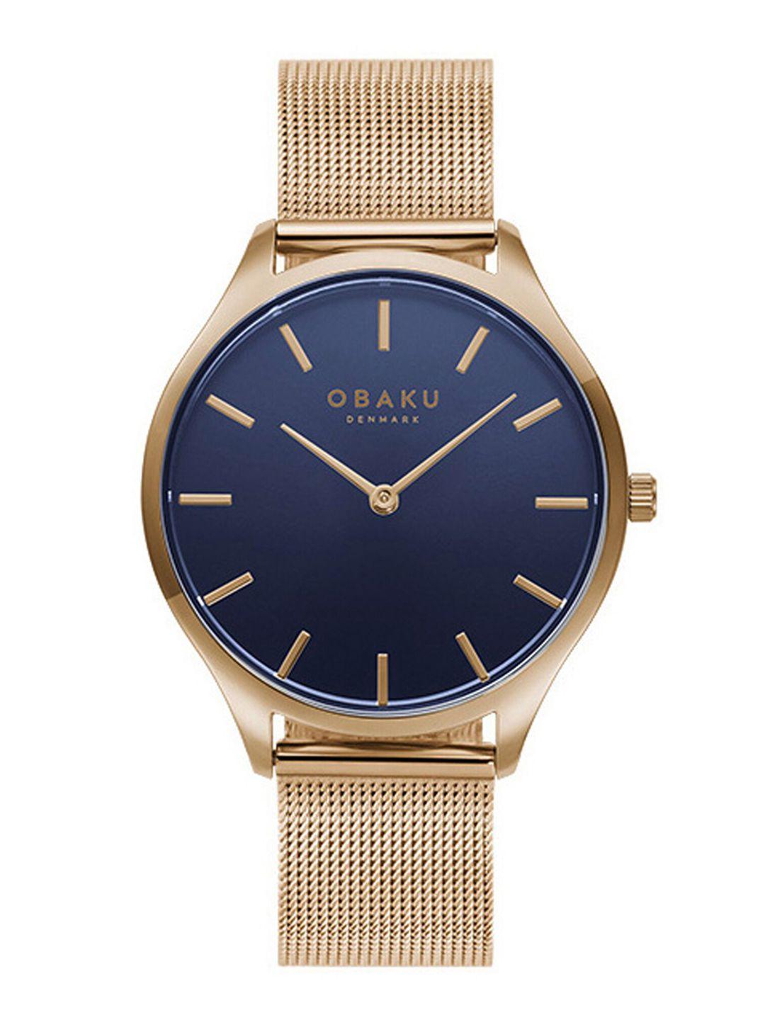 obaku-women-blue-brass-printed-dial-&-rose-gold-toned-stainless-steel-bracelet-style-straps-analogue-watch