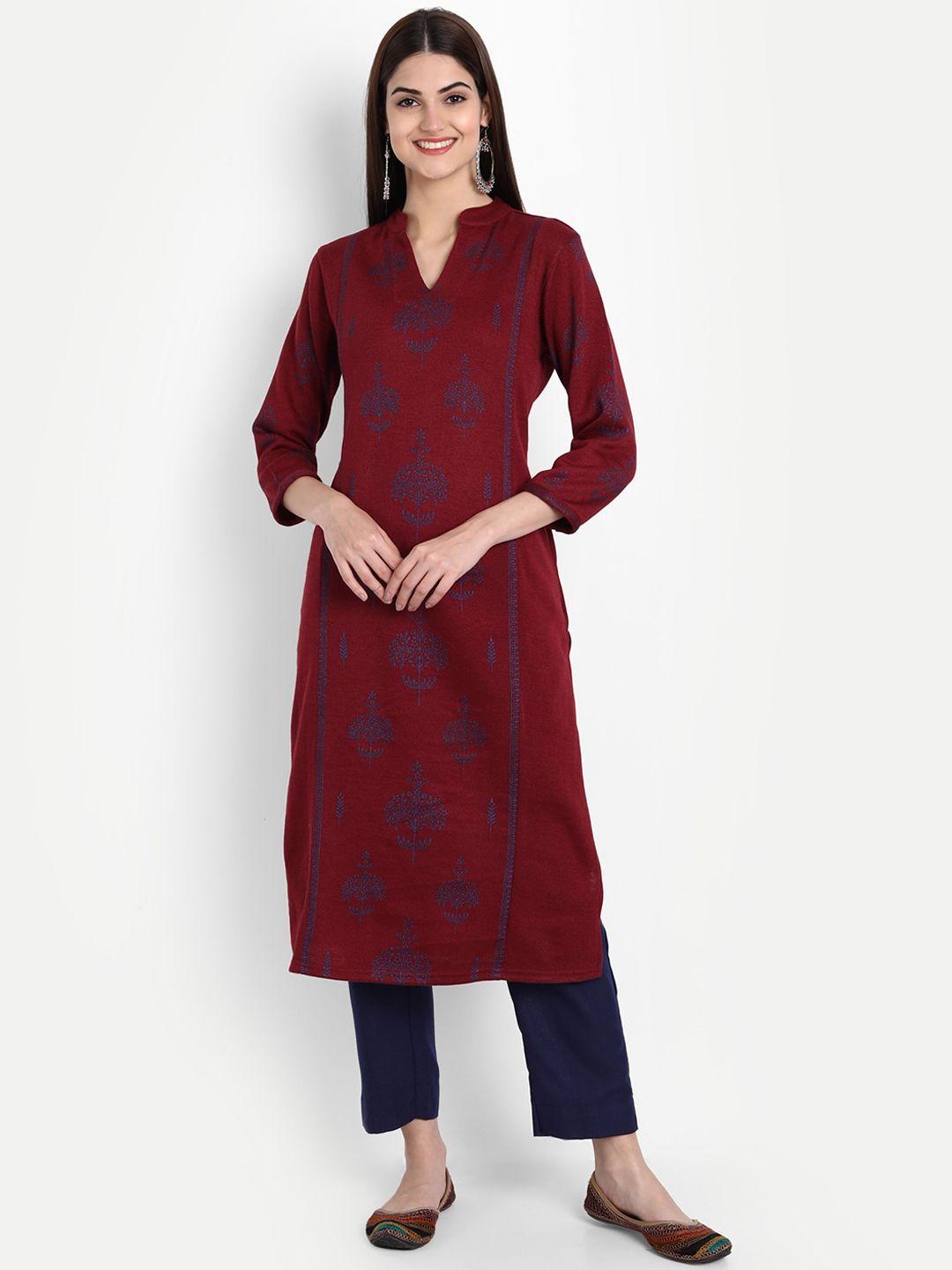 suti-women-maroon-ethnic-motifs-embroidered-flared-sleeves-thread-work-kurta
