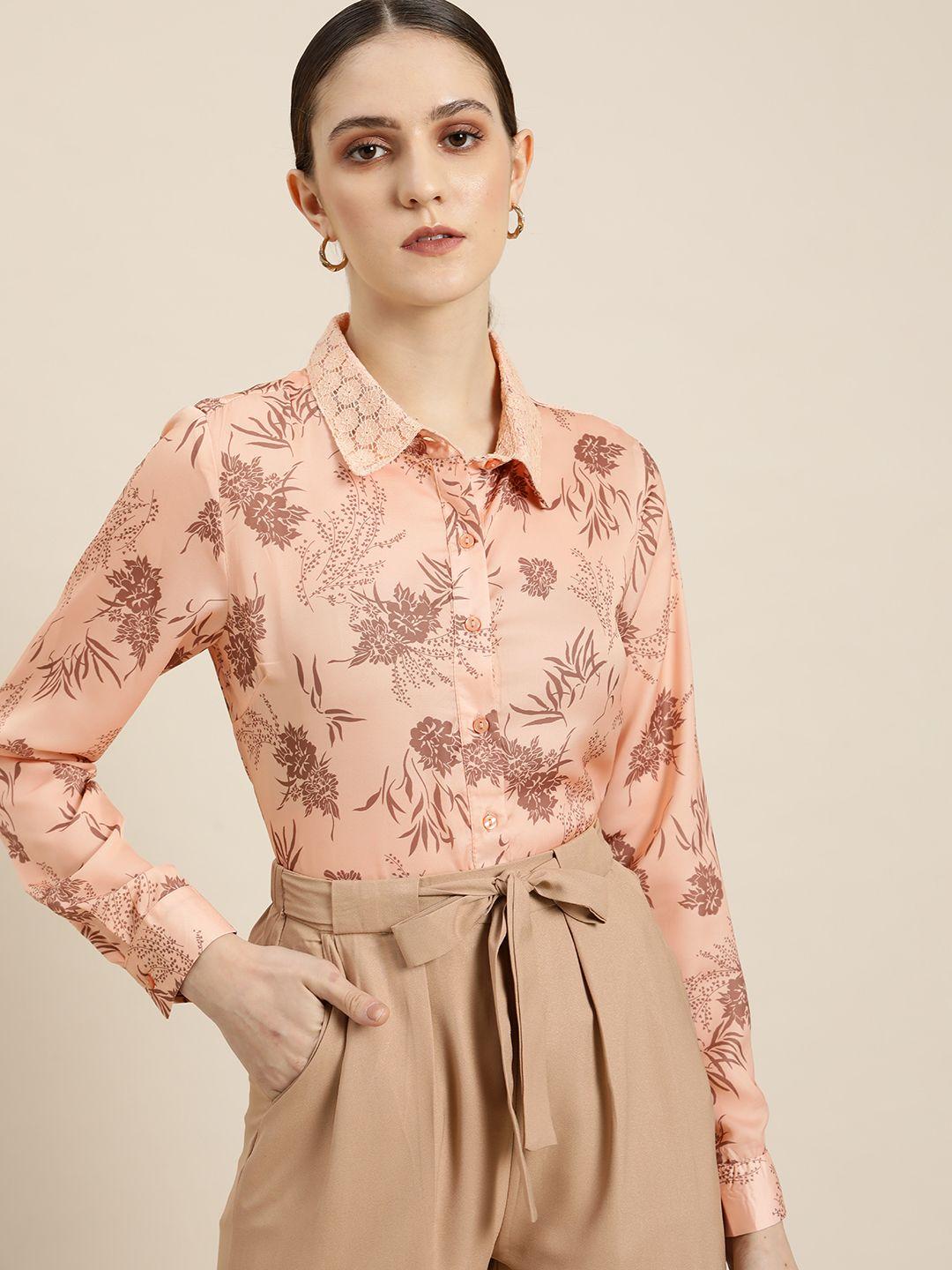 her-by-invictus-women-peach-coloured-&-brown-floral-printed-easy-iron-casual-shirt