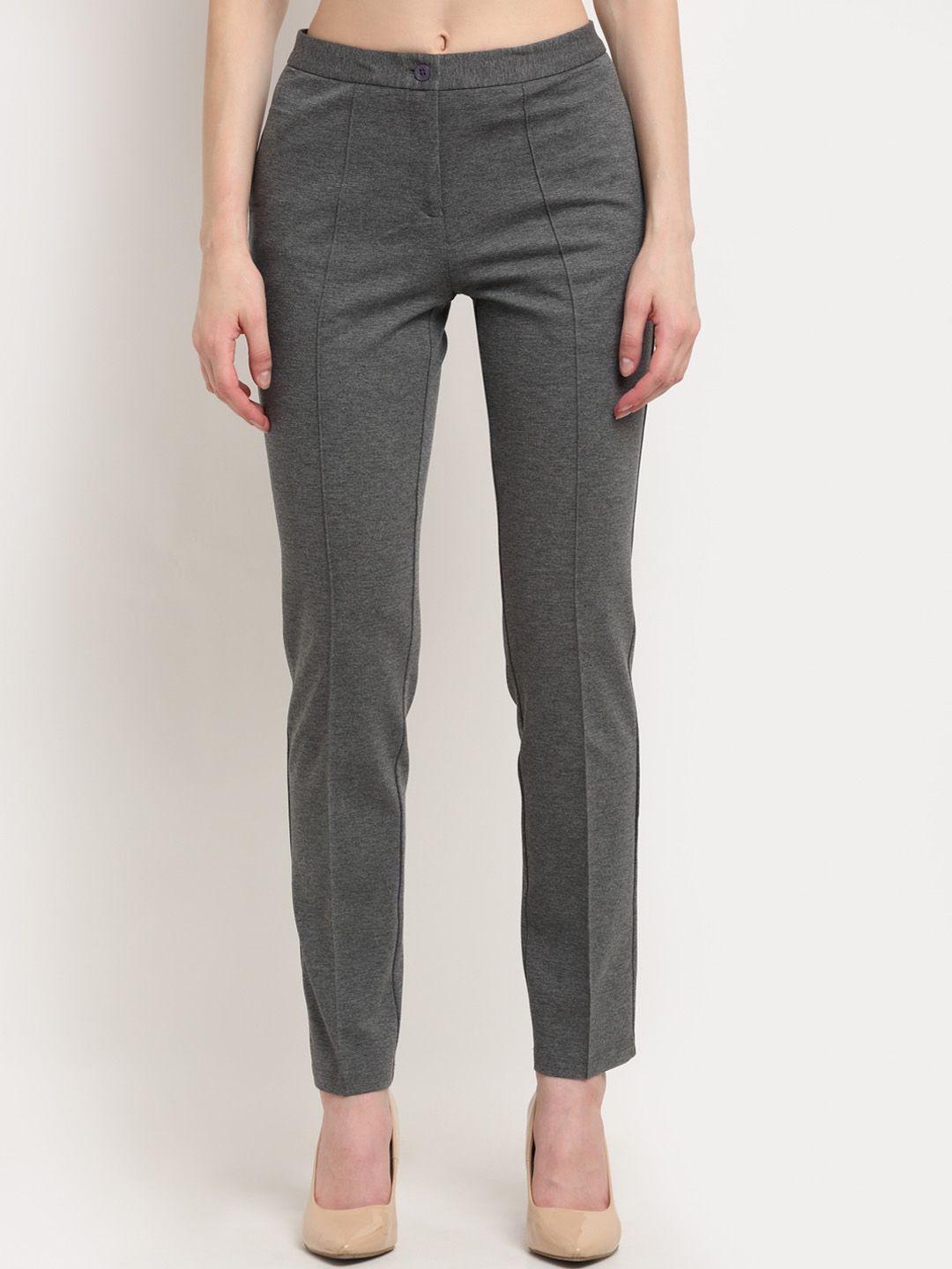 crozo-by-cantabil-women-grey-slim-fit-pleated-formal-trousers