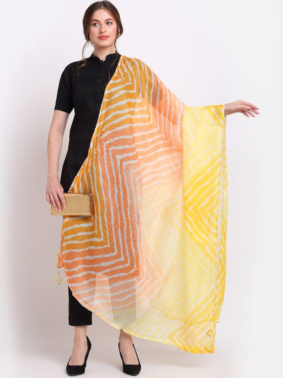 soundarya-yellow-&-orange-striped-pure-cotton-leheriya-dupatta