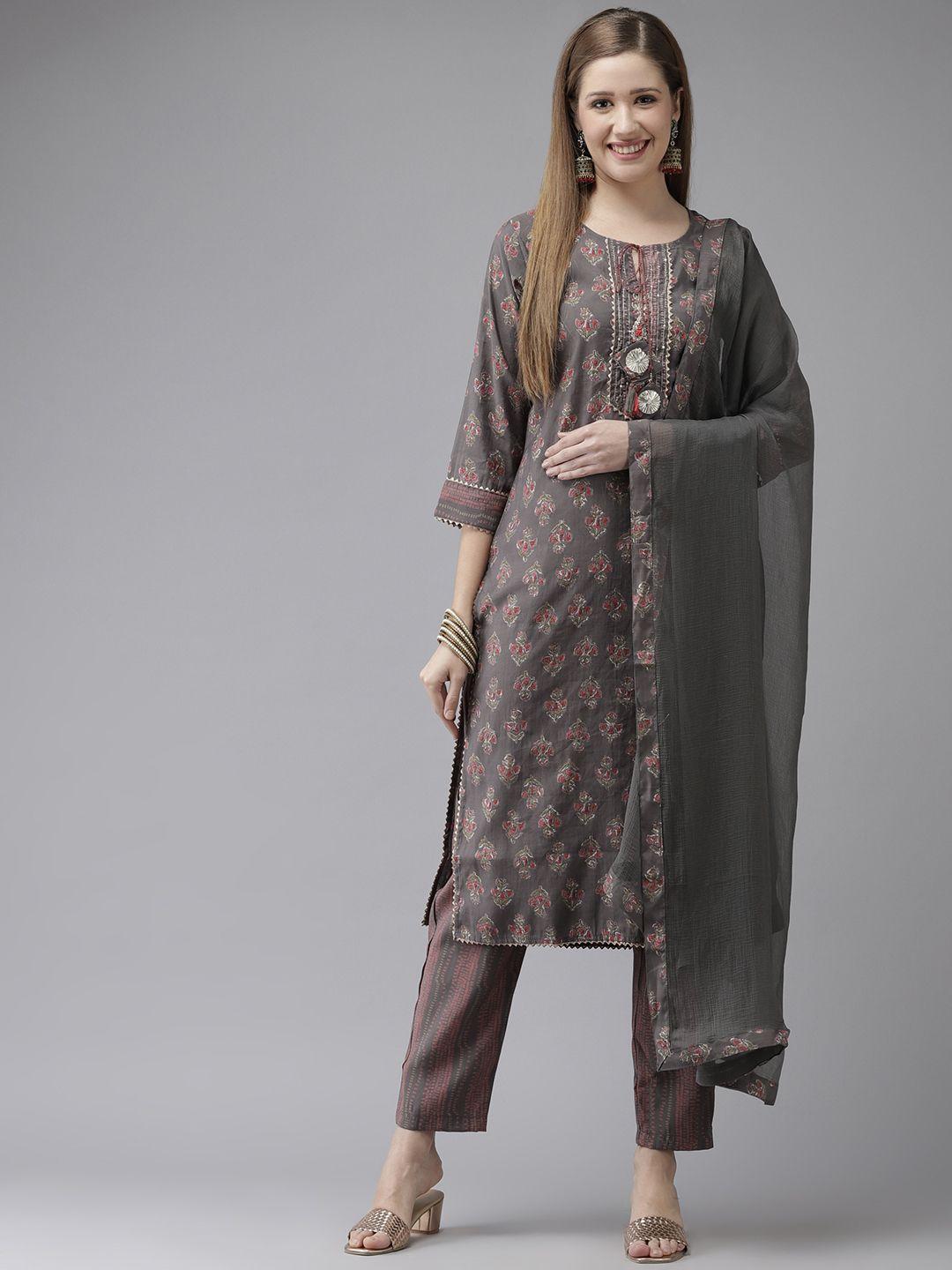 ishin-women-charcoal-grey-ethnic-motifs-printed-gotta-patti-kurta-with-trousers-&-dupatta
