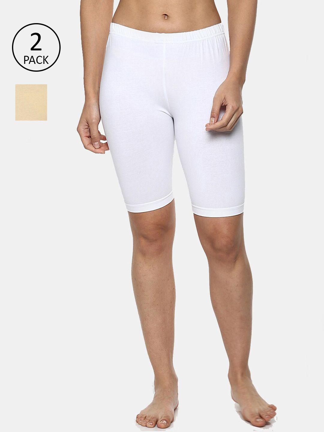 amosio-set-2-women-white-&-beige-high-rise-lounge-shorts