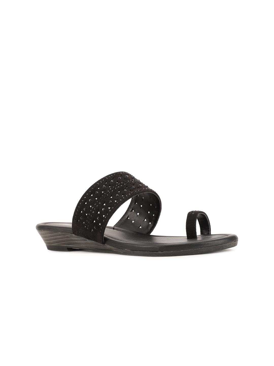 bata-black-embellished-pu-comfort-sandals