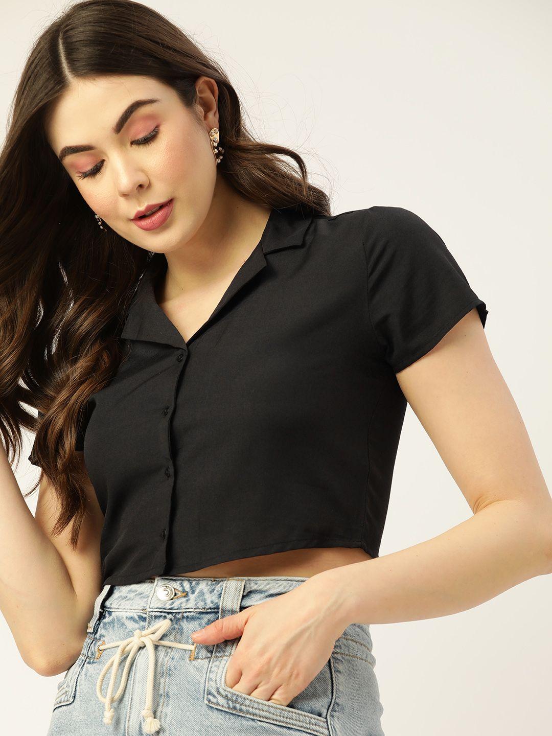 dressberry-black-solid-shirt-style-crop-top