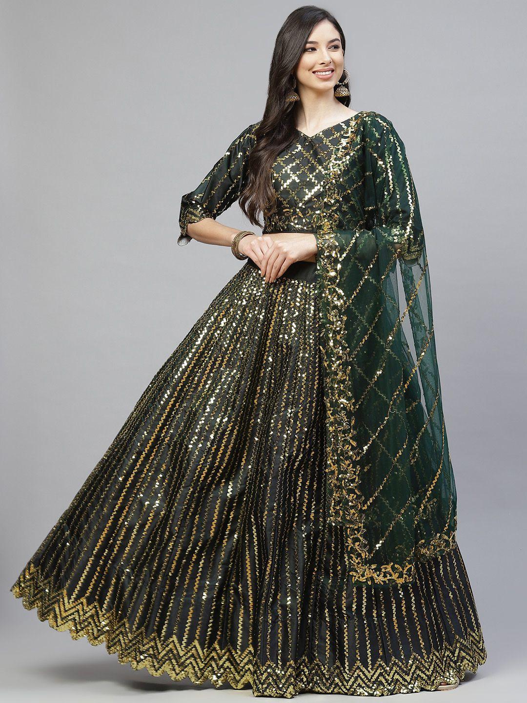 readiprint-fashions-green-&-gold-toned-embellished-sequinned-semi-stitched-lehenga-choli