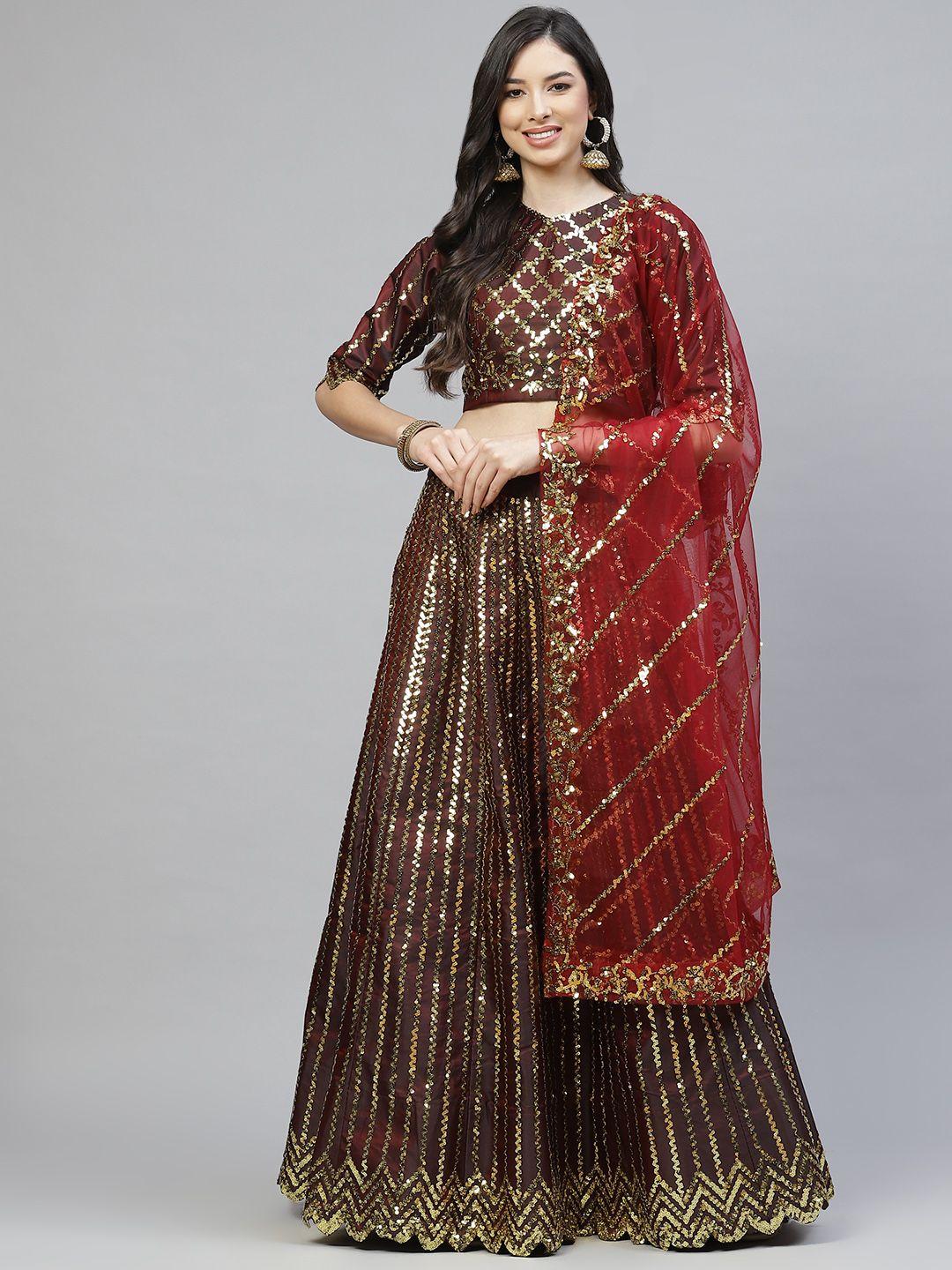readiprint-fashions-maroon-&-gold-toned-embellished-sequinned-semi-stitched-lehenga-choli